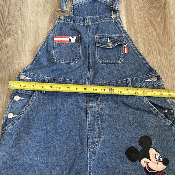 Disney Store Overall Shorts Womens Large Mickey Blue Denim Embroidery Vintage - Picture 4 of 11
